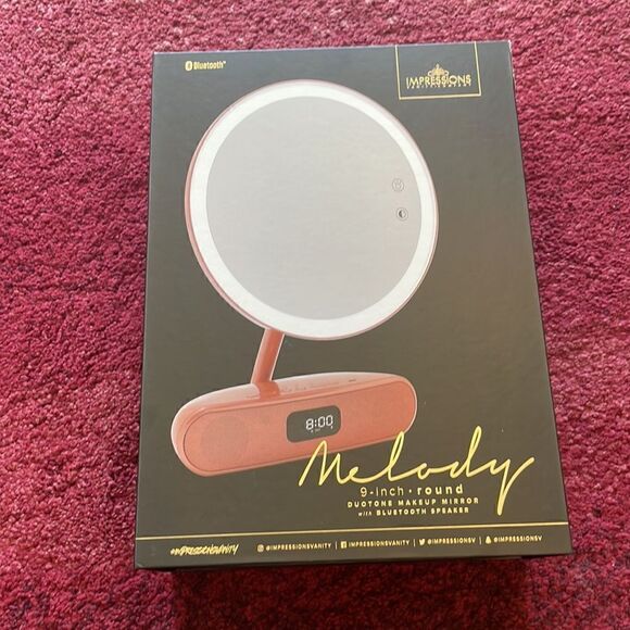 Impressions Vanity Melody 9 inch Round Duotone Makeup Mirror with Bluetooth - Picture 7 of 8